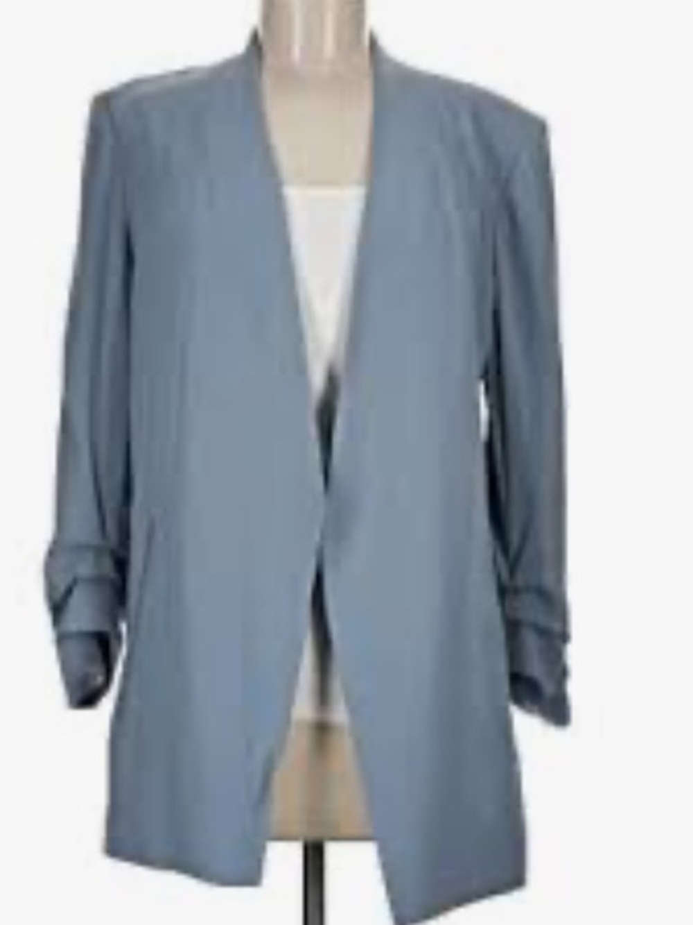 babaton power blazer 0 Women's Lightweight Open-Front Coatigan - Dusty Blue